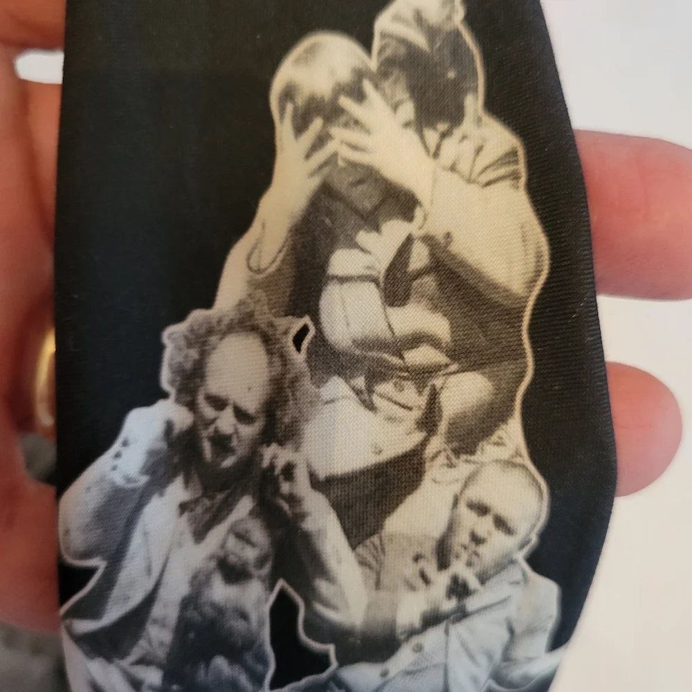 Ralph Marlin Three Stooges Necktie ~ 1994 ~ Made in USA ~ Unisex Retro Humor Fun
